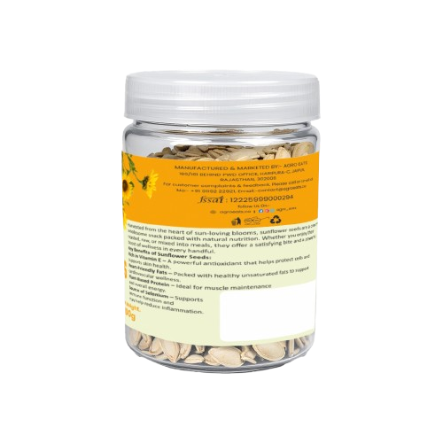 AGROEATS SEEDS 100g JAR | Raw & Edible | High in Protein, Fiber & Vitamins | Non-GMO | Healthy Snack & Diet Food | Nutrient-Rich Seeds for Cooking & Eating (100G, SUNFLOWER)