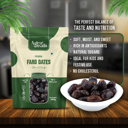 AGROEATS PREMIUM FARD DATES – 250g Pack | Natural Saudi Khajur | Nutritious & Naturally Sweet | No Added Sugar | Biodegradable Packaging | Ideal for Gifting & Daily Snacking