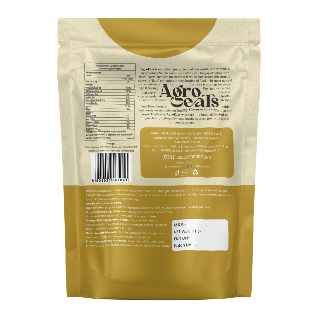AGROEATS PREMIUM ZAHIDI DATES – 250g Pack |Khajoor Dry Fruit & Nuts Natural Sweetener | Healthy & Nutritious Snack | Rich in Fiber & Energy | Pack of 2