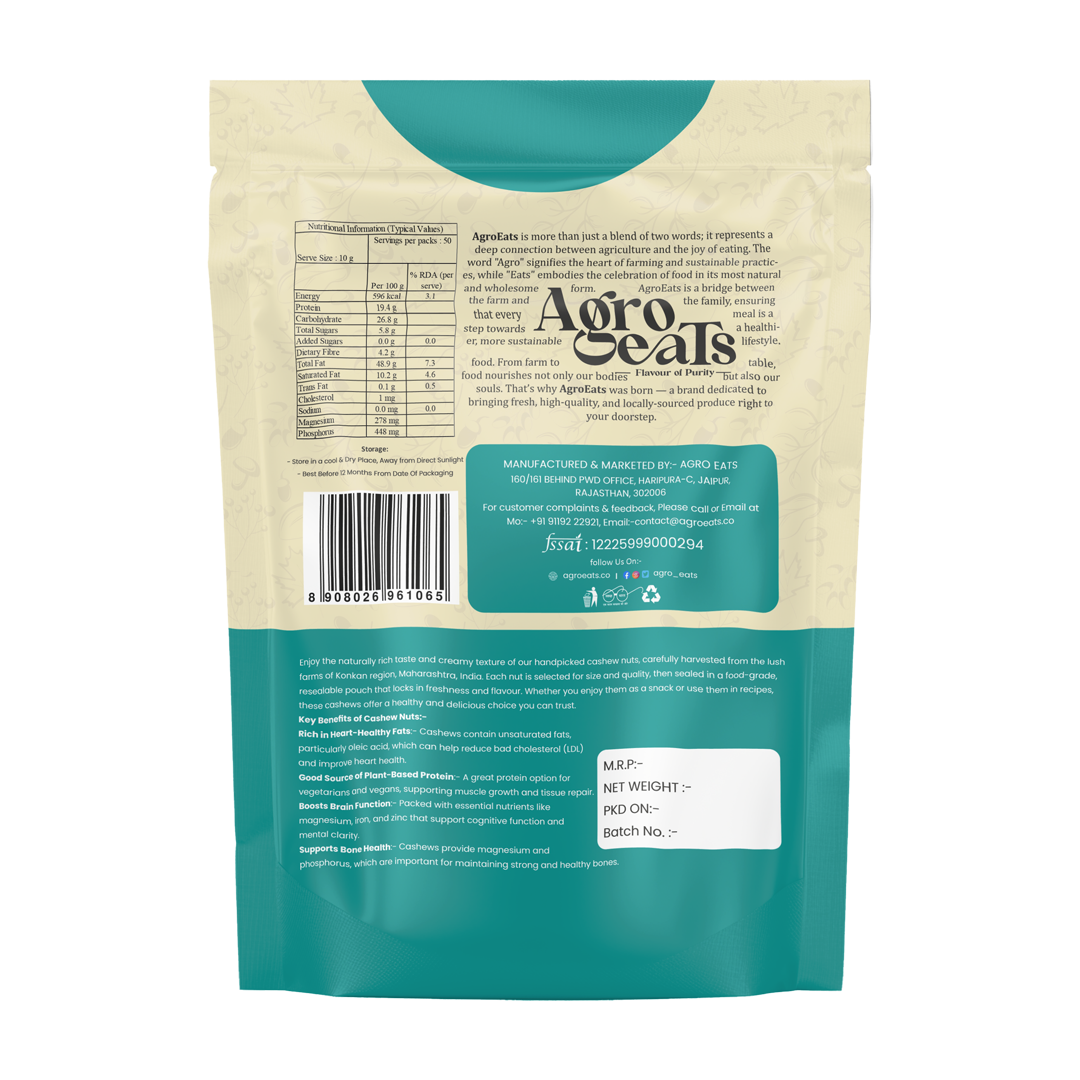 Agro Eats Whole Cashews (Kaju) – 250g × 2