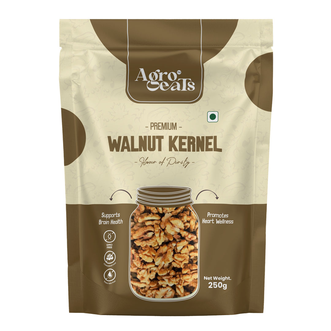 AGROEATS WALNUT KERNELS - 250g | Premium Shelled Walnuts (Akhrot Giri) | Rich in Protein, Iron & Antioxidants | Natural Dry Fruits | High Omega-3 Source | Healthy Snack | Pack of 2