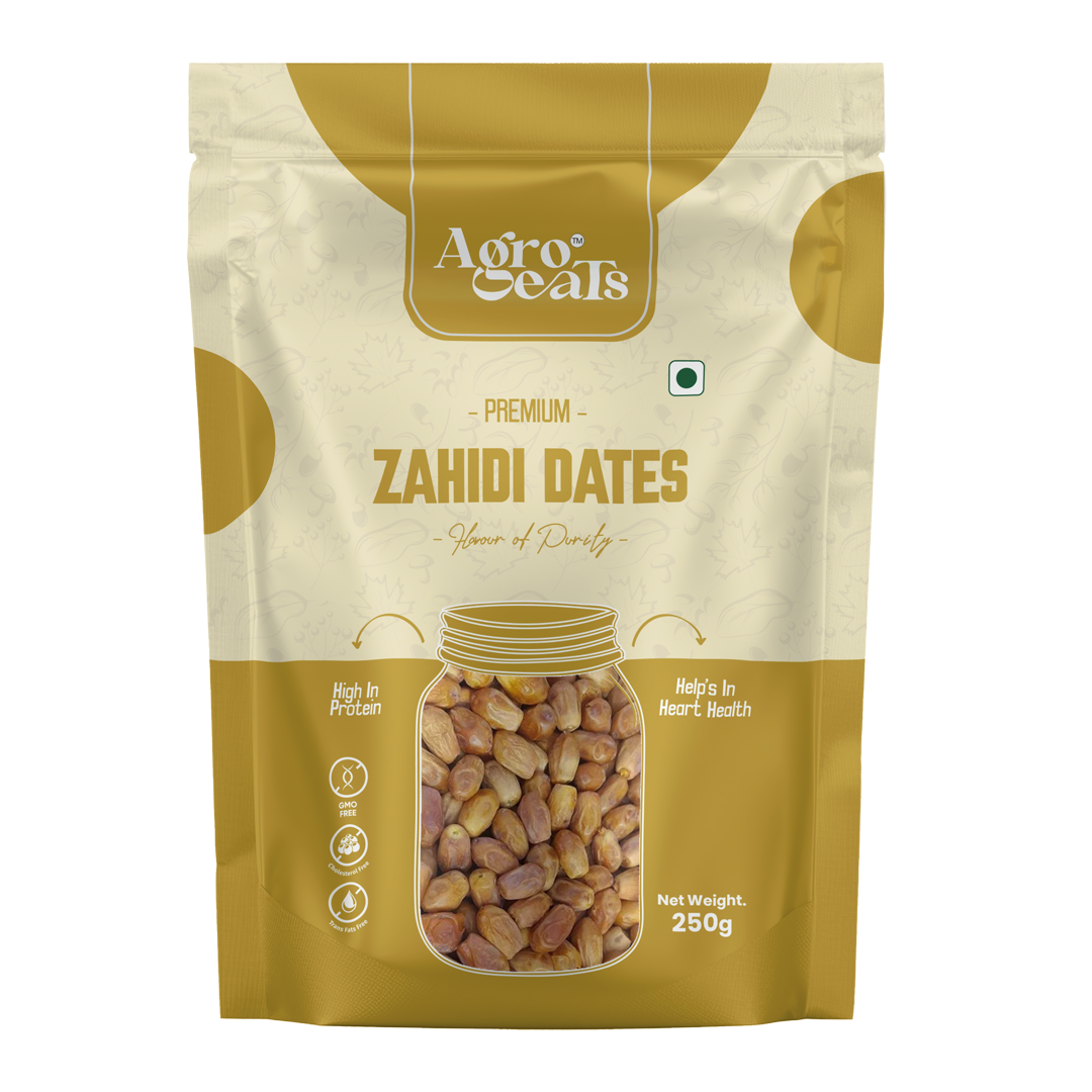 AGROEATS PREMIUM ZAHIDI DATES – 250g Pack |Khajoor Dry Fruit & Nuts Natural Sweetener | Healthy & Nutritious Snack | Rich in Fiber & Energy | Pack of 2