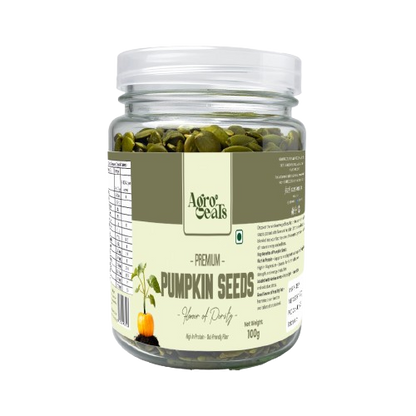 AGROEATS PUMPKIN SEEDS 100g JAR | AAA Grade Raw, Protein & Fiber Rich Snacks | Immunity Booster | Healthy Diet Food | Weight Management | Natural & Nutrient Dense Seeds