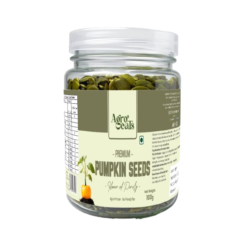 AGROEATS PUMPKIN SEEDS 100g JAR | AAA Grade Raw, Protein & Fiber Rich Snacks | Immunity Booster | Healthy Diet Food | Weight Management | Natural & Nutrient Dense Seeds