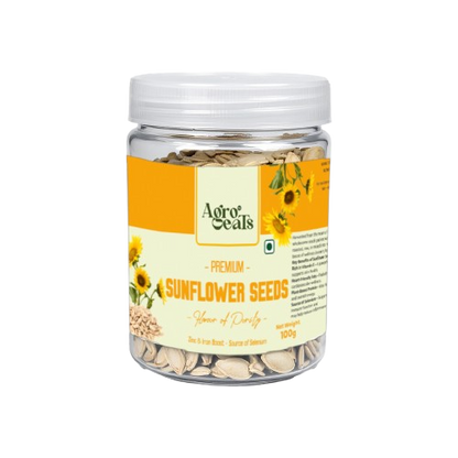 AGROEATS SEEDS 100g JAR | Raw & Edible | High in Protein, Fiber & Vitamins | Non-GMO | Healthy Snack & Diet Food | Nutrient-Rich Seeds for Cooking & Eating (100G, SUNFLOWER)