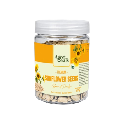 AGROEATS SEEDS 100g JAR | Raw & Edible | High in Protein, Fiber & Vitamins | Non-GMO | Healthy Snack & Diet Food | Nutrient-Rich Seeds for Cooking & Eating (100G, SUNFLOWER)