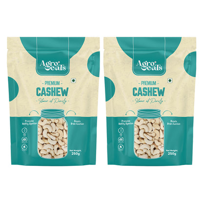 Agro Eats Whole Cashews (Kaju) – 250g × 2