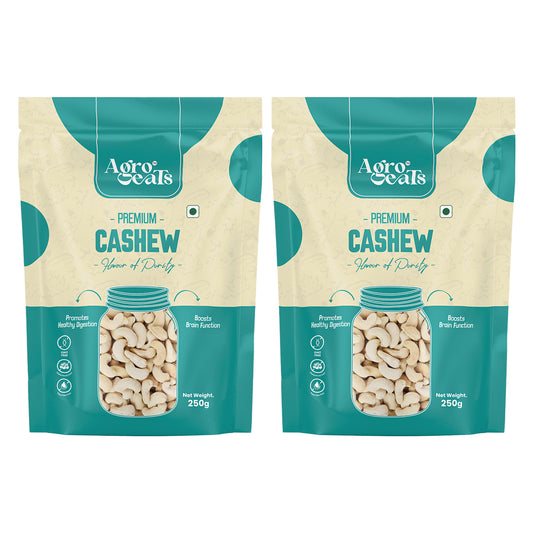 Agro Eats Whole Cashews (Kaju) – 250g × 2