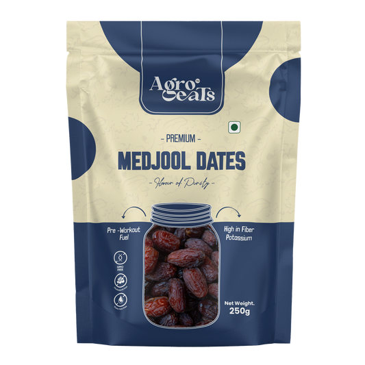 AGROEATS PREMIUM MEDJOOL DATES - 250g | Naturally Sweet & Juicy | Fresh & Delicious | Healthy Energy Snack | Rich in Fiber & Nutrients | Ideal for Gifting & Daily Nutrition